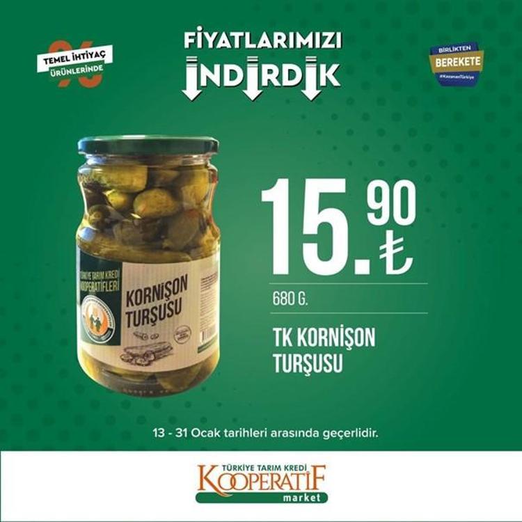 Tarım Kredi Kooperatif Market indirimli ürünler listesi kataloğu (17-31 Ocak) Tarım Kredi Market kataloğunda hangi ürün fiyatları indirimli, listede neler var