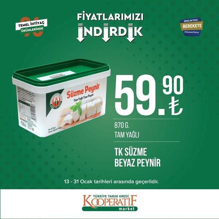 Tarım Kredi Kooperatif Market indirimli ürünler listesi kataloğu (17-31 Ocak) Tarım Kredi Market kataloğunda hangi ürün fiyatları indirimli, listede neler var