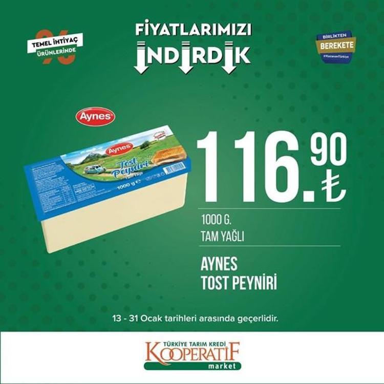 Tarım Kredi Kooperatif Market indirimli ürünler listesi kataloğu (17-31 Ocak) Tarım Kredi Market kataloğunda hangi ürün fiyatları indirimli, listede neler var