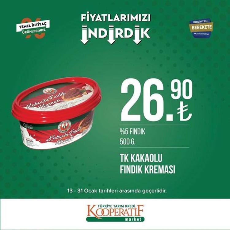 Tarım Kredi Kooperatif Market indirimli ürünler listesi kataloğu (17-31 Ocak) Tarım Kredi Market kataloğunda hangi ürün fiyatları indirimli, listede neler var