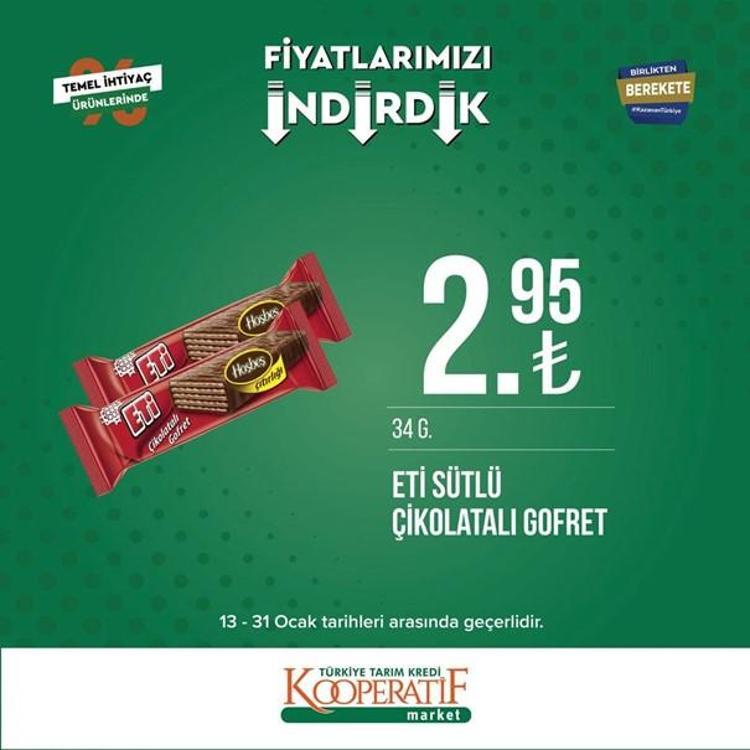Tarım Kredi Kooperatif Market indirimli ürünler listesi kataloğu (17-31 Ocak) Tarım Kredi Market kataloğunda hangi ürün fiyatları indirimli, listede neler var