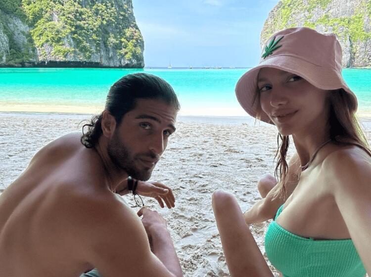 Şevval Şahin ve Murat Kazancıoğlu denize açıldı Romantik tatil