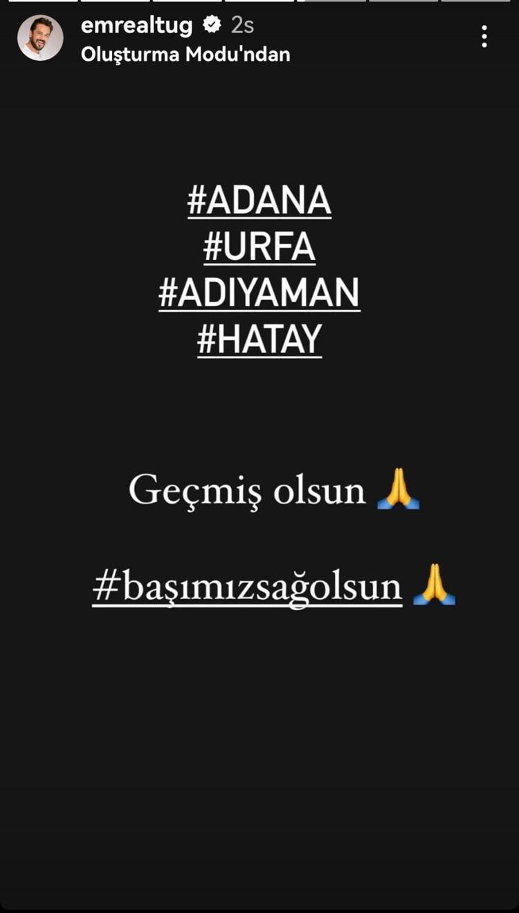 Deprem sonrası ünlülerden geçmiş olsun mesajları