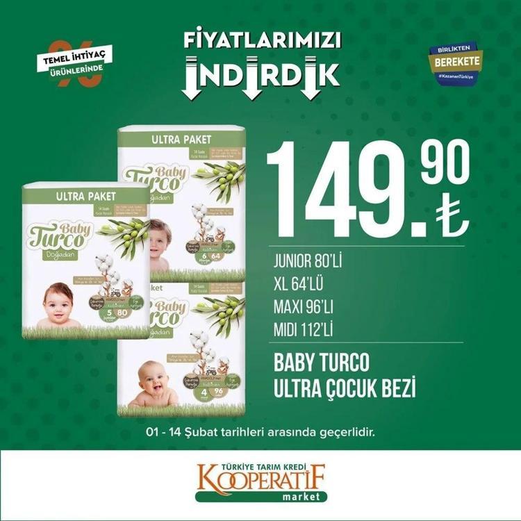 Tarım Kooperatif Market 9-15 Şubat depreme özel indirimli katalogu yayınlandı İndirimli ürünler listesi.. Çocuk bezi, şampuan, havlu...