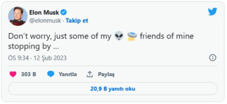 Elon Musk’tan UFO paylaşımı