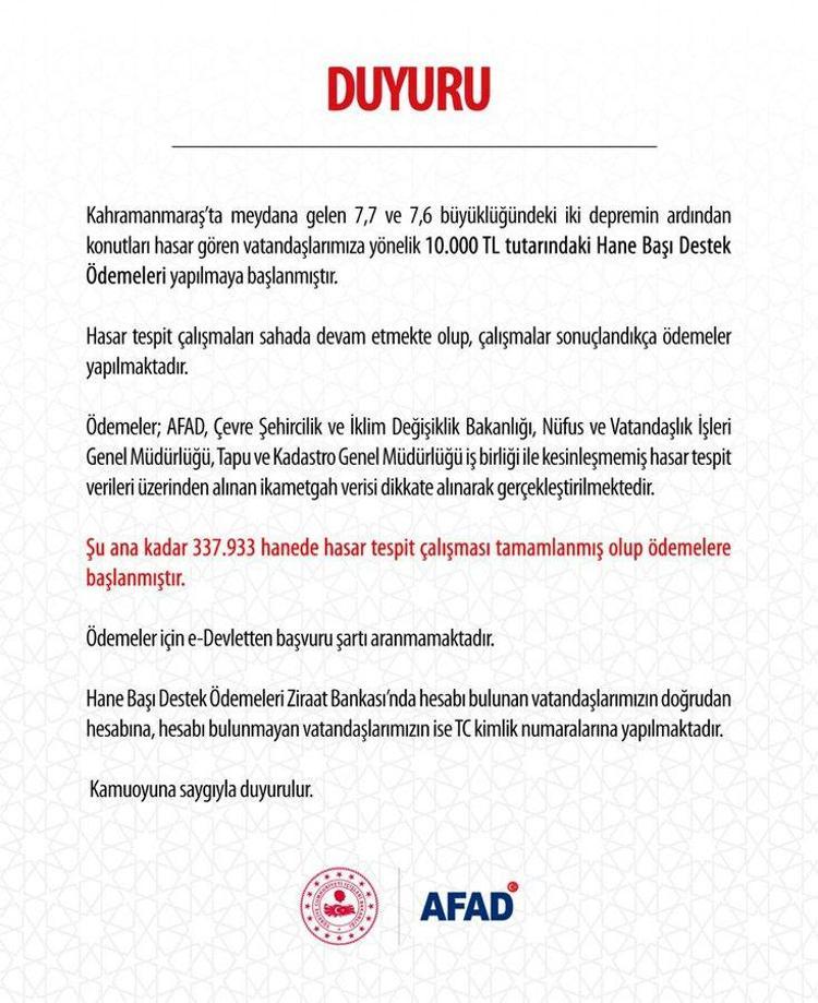 10 bin TL yardım başvurusu nasıl yapılır Deprem yardımı nasıl alınır, depremzedelere 10 bin TL nakdi destek hesaplara yattı mı Afetzedelere 10 bin TL yardım