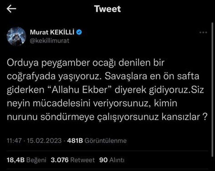 Murat Kekilli: Allahu Ekber yerine Oley mi deseydiler