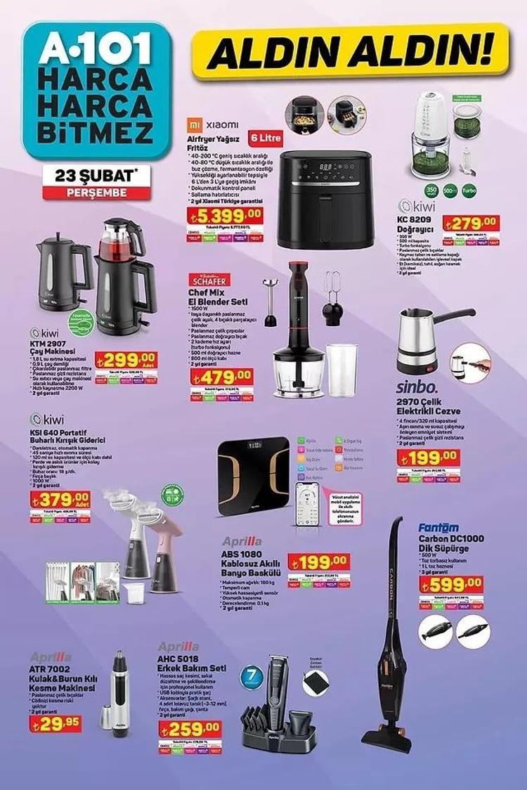 A101 25 Şubat katalog 2023 yayınlandı İndirimli ürünler listesi... 8li tuvalet kağıdı 45 TL, 830 Gr Salça 36 TL