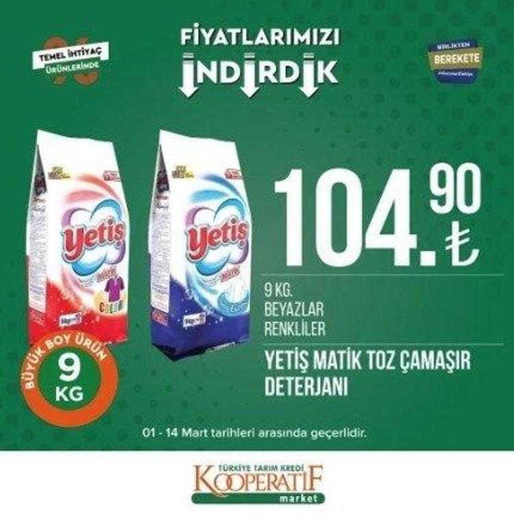 Tarım Kredi Markette Ramazan indirimi 13-31 Mart 2023 katalog yayınlandı 9 KG deterjan 104 TL, 5 LT Ayçiçek Yağı fiyatı indi