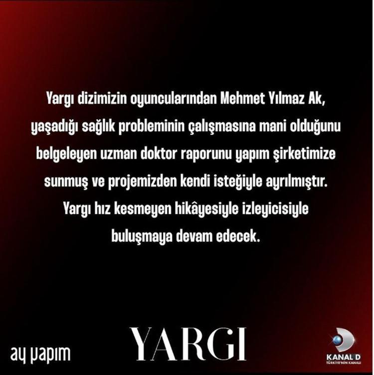 Yargı dizisi Pars Savcı diziden çıkıyor mu Mehmet Yılmaz Ak Yargıdan neden ayrılıyor