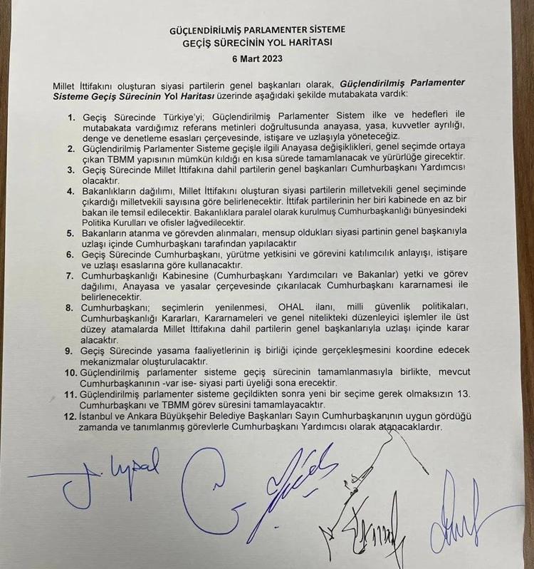 12 maddelik altılı masa aday açıklaması 6lı masa aday açıklaması tam metni...
