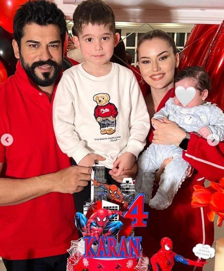 Karana doğum günü kutlaması Kucağında minik bebeğiyle poz verdi