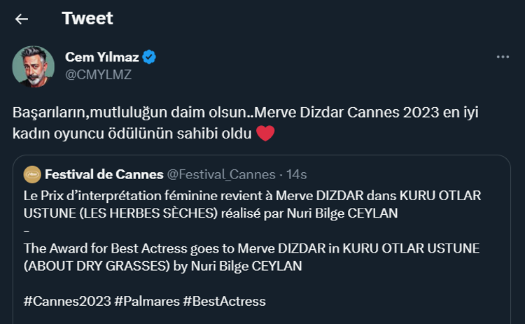 CEM YILMAZ DA KUTLADI