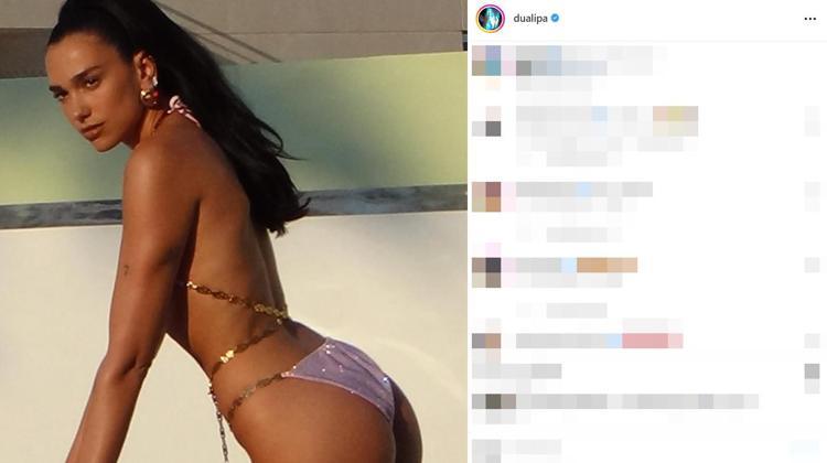 Dua Lipa pembe bikinisiyle fiziğini sergiledi