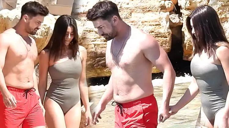 Alp Navruz ve Sıla Türkoğlu el ele tutuşup denize girdi
