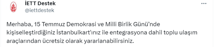15 Temmuz’da İstanbul’da ulaşım ücretsiz mi, belediye otobüsleri bedava mı Metro, metrobüs, Marmaray, vapur, tramvay (toplu taşıma) ücretsiz mi