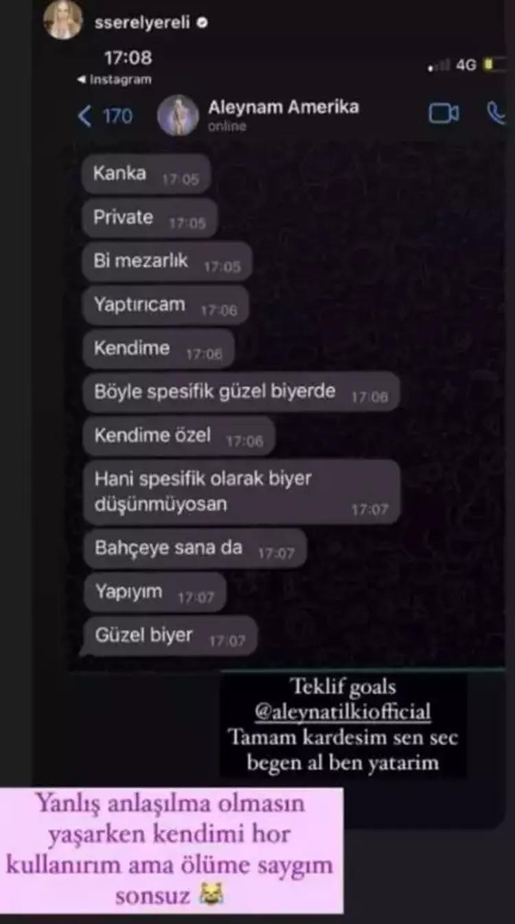 Serel Yereli ve Aleyna Tilki arasında geçen özel konuşmayı paylaştı