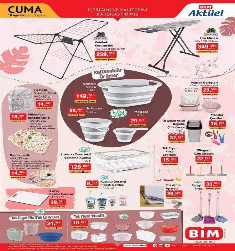 BİM 15-18 Ağustos aktüel katalog 2023 yayınlandı Tost peyniri 69 TL Sürpriz kampanya var