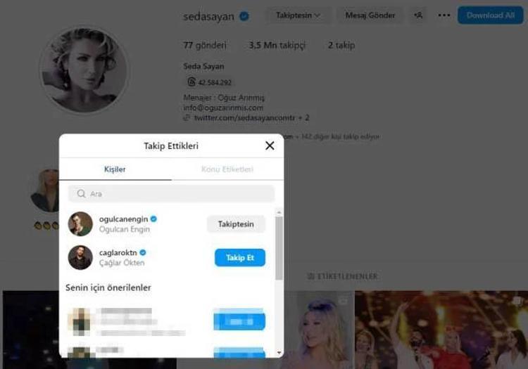 Seda Sayan herkesi Instagram’dan sildi Sadece 2 kişi kaldı