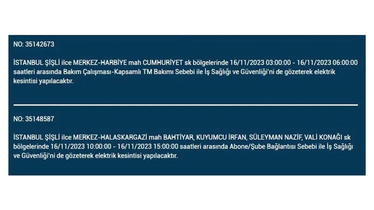 (16 Kasım elektrik kesintisi) İstanbul BEDAŞ elektrik kesintisi listesi sorgulama: Kağıthane, Fatih, Küçükçekmece, Başakşehir’de elektrikler ne zaman gelecek