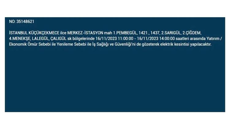 (16 Kasım elektrik kesintisi) İstanbul BEDAŞ elektrik kesintisi listesi sorgulama: Kağıthane, Fatih, Küçükçekmece, Başakşehir’de elektrikler ne zaman gelecek