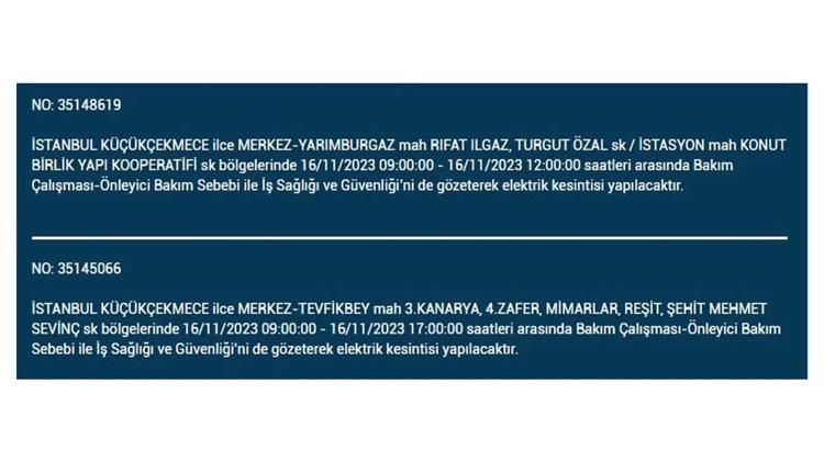 (16 Kasım elektrik kesintisi) İstanbul BEDAŞ elektrik kesintisi listesi sorgulama: Kağıthane, Fatih, Küçükçekmece, Başakşehir’de elektrikler ne zaman gelecek