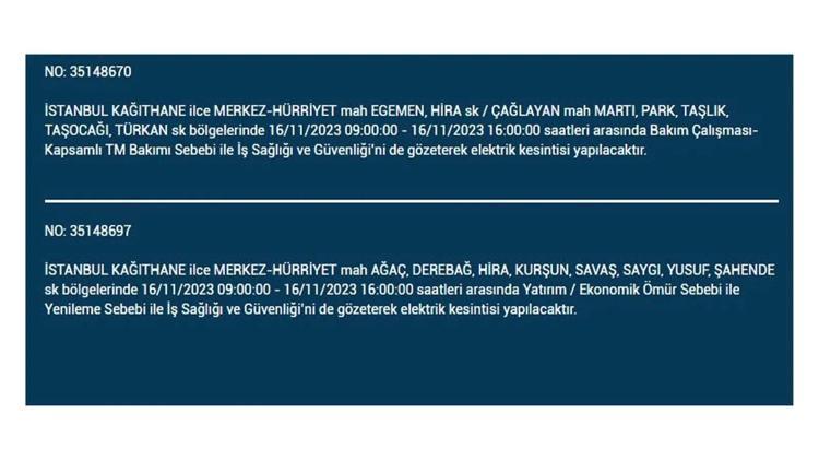 (16 Kasım elektrik kesintisi) İstanbul BEDAŞ elektrik kesintisi listesi sorgulama: Kağıthane, Fatih, Küçükçekmece, Başakşehir’de elektrikler ne zaman gelecek