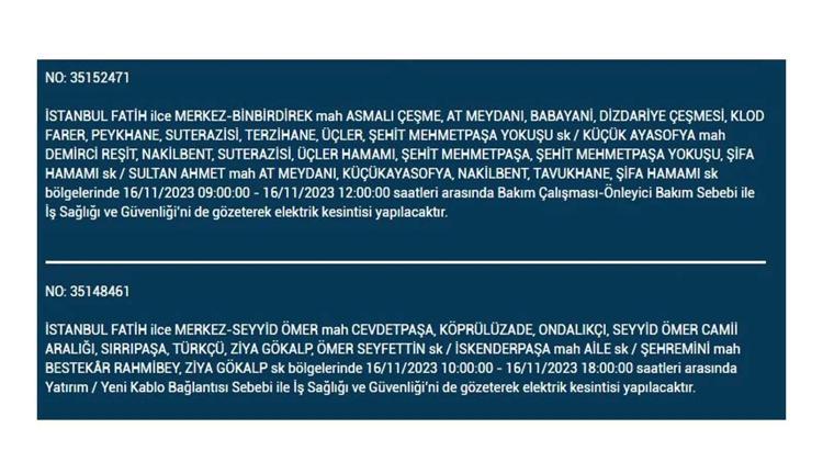 (16 Kasım elektrik kesintisi) İstanbul BEDAŞ elektrik kesintisi listesi sorgulama: Kağıthane, Fatih, Küçükçekmece, Başakşehir’de elektrikler ne zaman gelecek