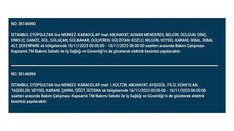(16 Kasım elektrik kesintisi) İstanbul BEDAŞ elektrik kesintisi listesi sorgulama: Kağıthane, Fatih, Küçükçekmece, Başakşehir’de elektrikler ne zaman gelecek
