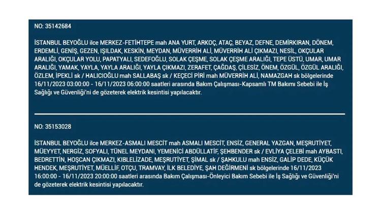(16 Kasım elektrik kesintisi) İstanbul BEDAŞ elektrik kesintisi listesi sorgulama: Kağıthane, Fatih, Küçükçekmece, Başakşehir’de elektrikler ne zaman gelecek