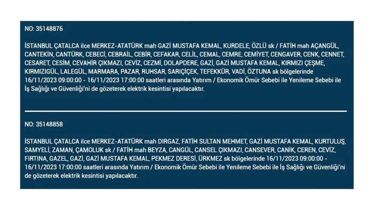 (16 Kasım elektrik kesintisi) İstanbul BEDAŞ elektrik kesintisi listesi sorgulama: Kağıthane, Fatih, Küçükçekmece, Başakşehir’de elektrikler ne zaman gelecek