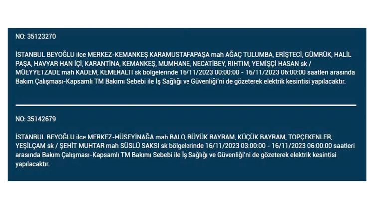 (16 Kasım elektrik kesintisi) İstanbul BEDAŞ elektrik kesintisi listesi sorgulama: Kağıthane, Fatih, Küçükçekmece, Başakşehir’de elektrikler ne zaman gelecek