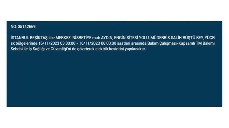 (16 Kasım elektrik kesintisi) İstanbul BEDAŞ elektrik kesintisi listesi sorgulama: Kağıthane, Fatih, Küçükçekmece, Başakşehir’de elektrikler ne zaman gelecek