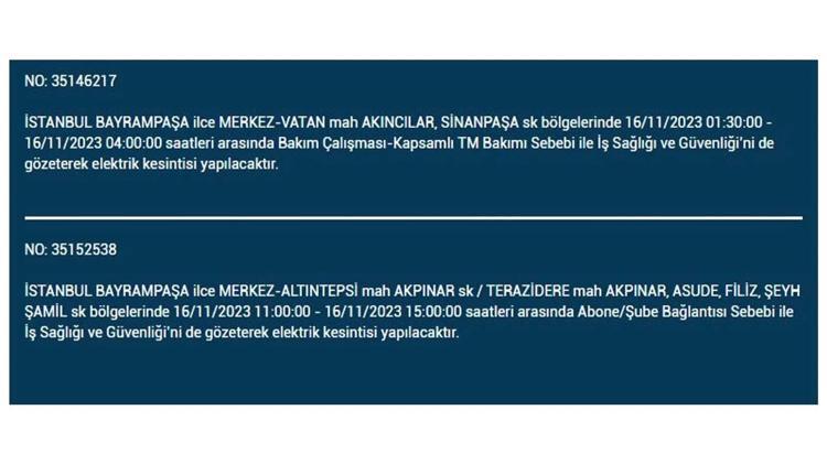 (16 Kasım elektrik kesintisi) İstanbul BEDAŞ elektrik kesintisi listesi sorgulama: Kağıthane, Fatih, Küçükçekmece, Başakşehir’de elektrikler ne zaman gelecek