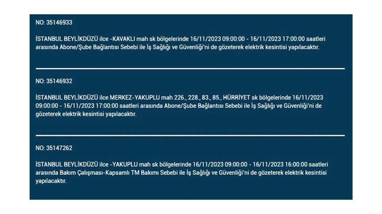 (16 Kasım elektrik kesintisi) İstanbul BEDAŞ elektrik kesintisi listesi sorgulama: Kağıthane, Fatih, Küçükçekmece, Başakşehir’de elektrikler ne zaman gelecek