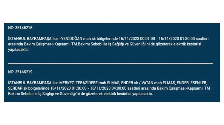 (16 Kasım elektrik kesintisi) İstanbul BEDAŞ elektrik kesintisi listesi sorgulama: Kağıthane, Fatih, Küçükçekmece, Başakşehir’de elektrikler ne zaman gelecek