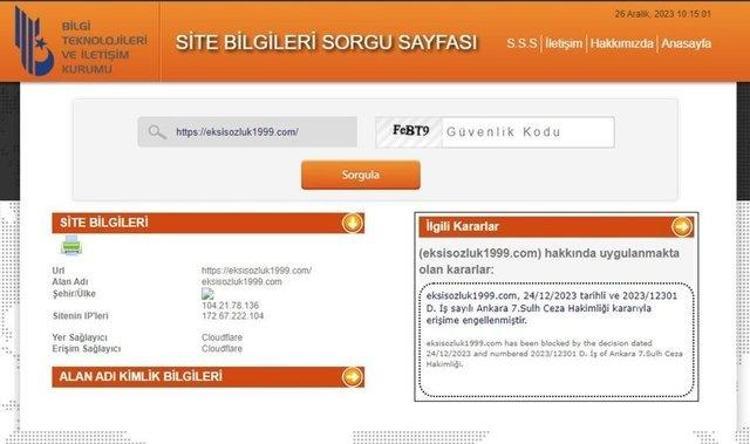 EKŞİ SÖZLÜKE ERİŞİM ENGELİ