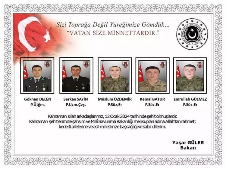 Şehit ateşi Türkiyeyi yakıyor | 9 Şehitin isimleri ve memleketleri belli oldu Pençe Kilitte 9 şehit nereli