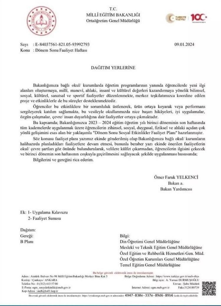 Okullarda son hafta ders yapılmayacak mı Son hafta yoklama alınır mı 2024, son hafta dersler iptal mi