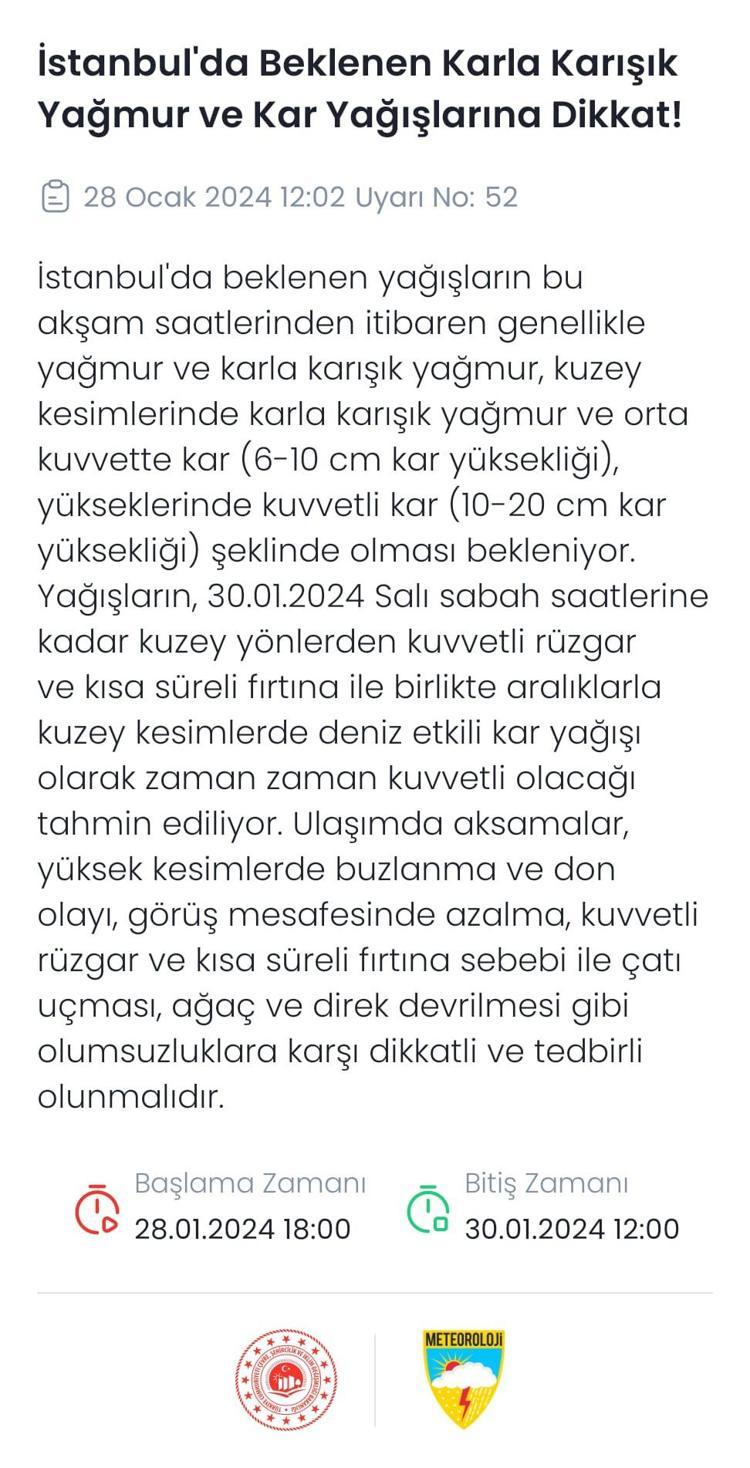 METEOROLOJİDEN YENİ UYARI