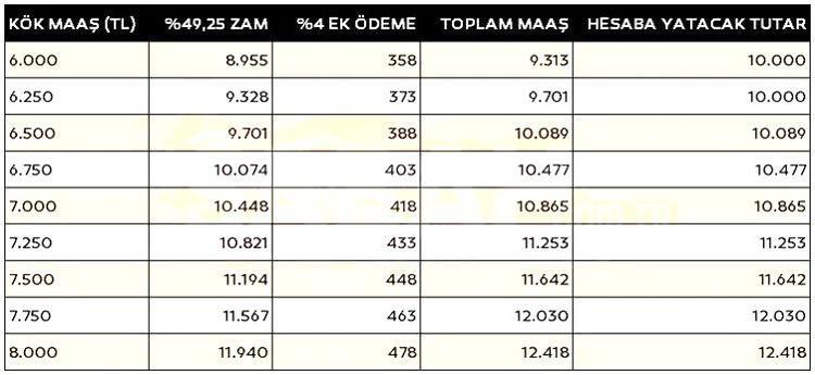 TABLO 1: ŞUBAT AYI YENİ EMEKLİ MAAŞLARI TABLOSU