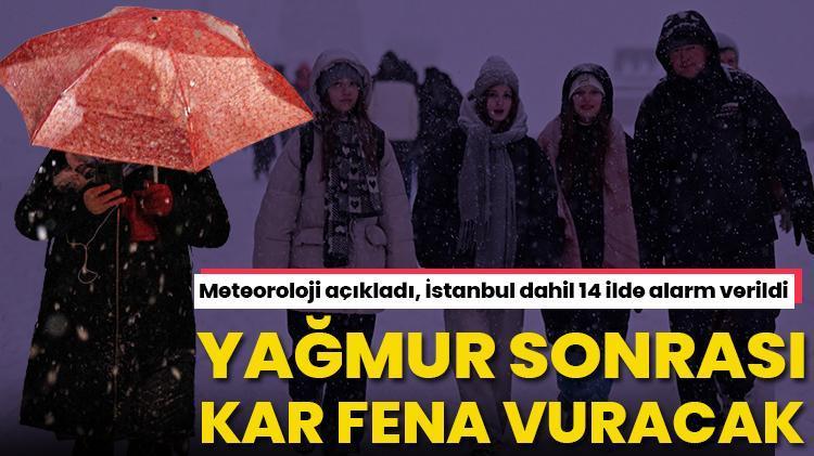 Yağmur sonrası kar geliyor Meteoroloji açıkladı, İstanbul dahil 14 ilde alarm, işte il il hava durumu