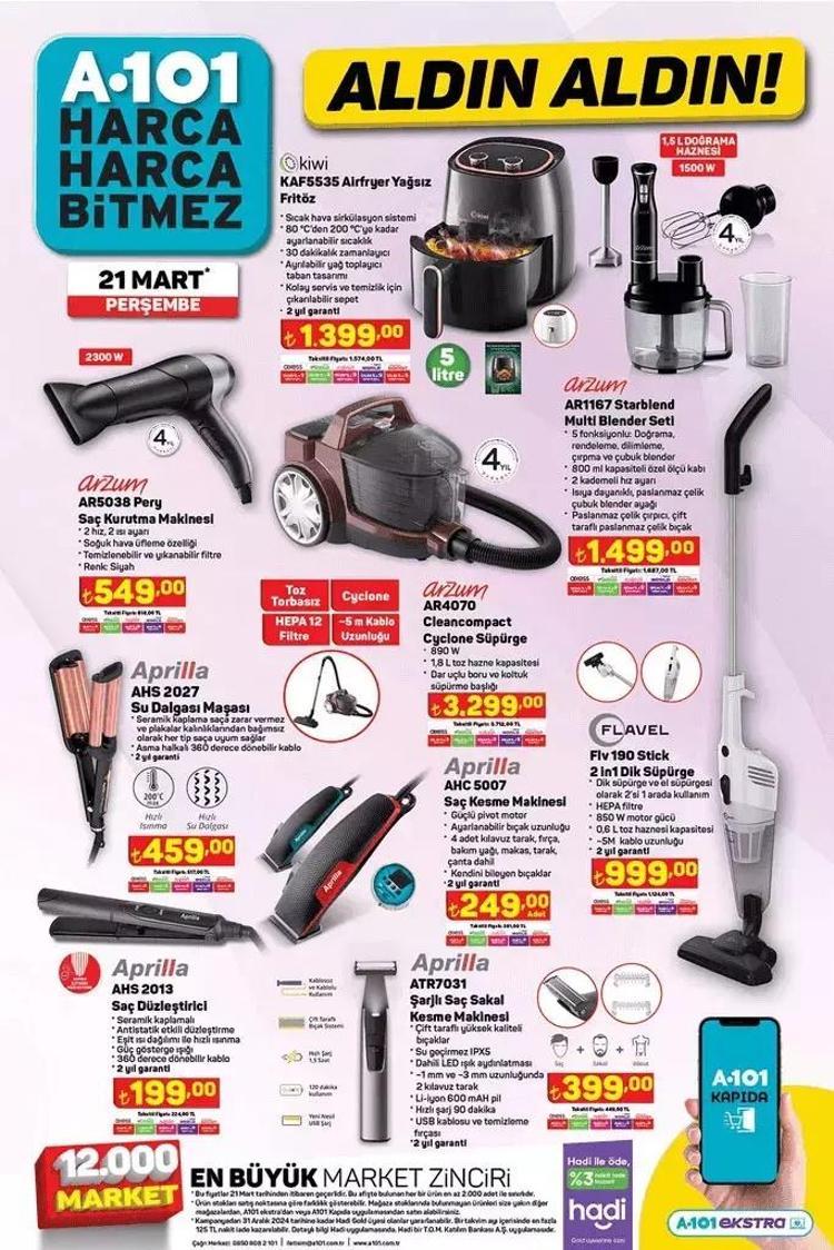 A101 KATALOG 21 Mart Perşembe: Elektrikli araç, airfryer, süpürge…