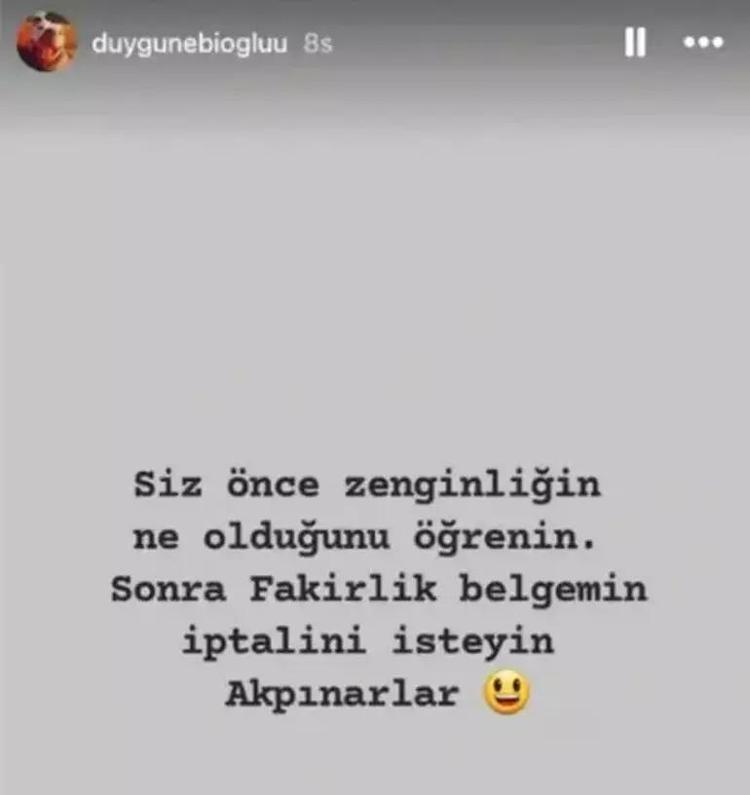 Metin Akpınarın kızı Duygu Nebioğlunun fakirlik belgesi isyanı