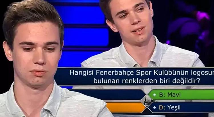 Fenerbahçenin renklerini yanlış bildi 100 bin liralık soruda elendi