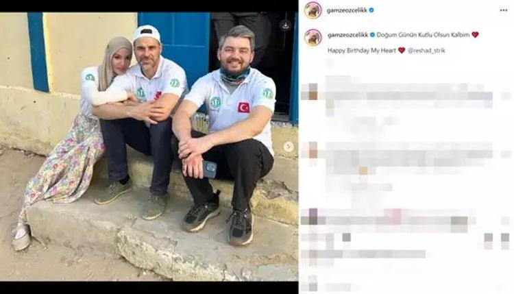 Gamze Özçelikin eşi Reshad Strikten romantik kutlama
