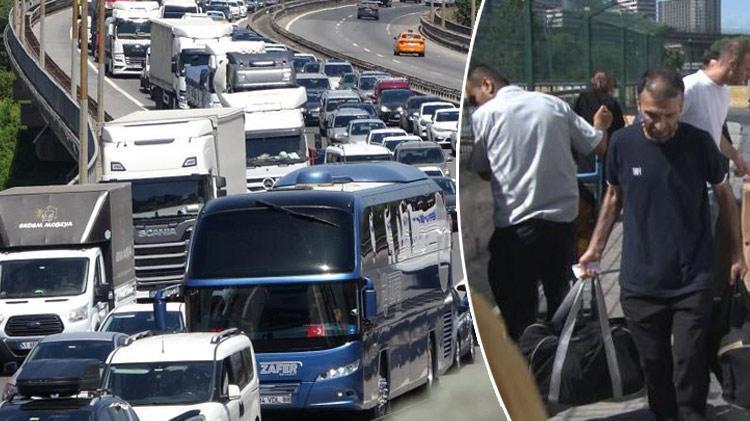 Tatilcilerin dönüş yolunda trafik yoğunluğu başladı Otogar ve yollar doldu taştı