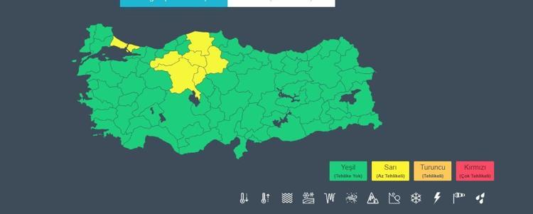 8 İL İÇİN SARI KODLU UYARI