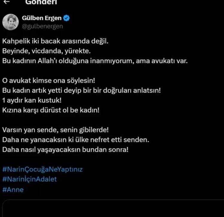 Gülben Ergen Narinin annesini paylaştı, X gündemine girdi