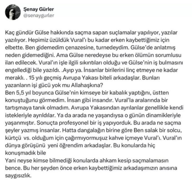 Gülse Birsel tepki çekince Şenay Gürler isyan etti